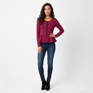 Living Doll Pink Peplum Long Sleeve Blouse